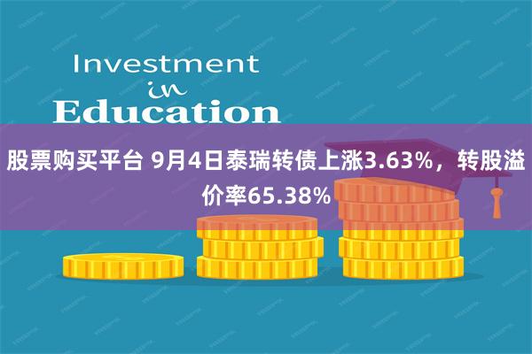 股票购买平台 9月4日泰瑞转债上涨3.63%，转股溢价率65.38%